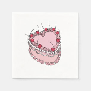 Serviette En Papier Gâteau en forme de cœur sur le thème vintage