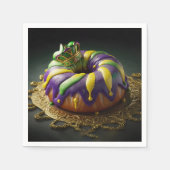 Serviette En Papier Gâteau Mardi Gras King Avec Couronne (Devant)