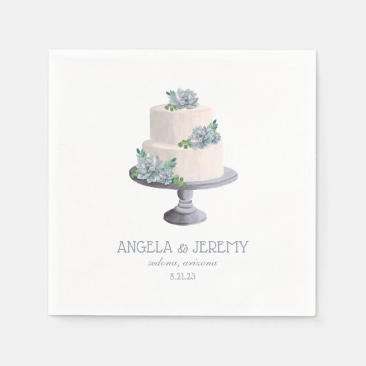 Serviette En Papier Gâteau Mariage Succulent Violet (Devant)