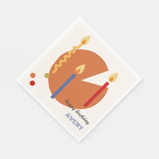Serviette En Papier Gâteau Neutre Abstrait Anniversaire Avec Bougies M (Coin)