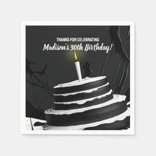 Serviette En Papier Gâteau noir et blanc élégant thème fête d'annivers