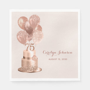 Serviette En Papier Gâteau Rose Gold 75e Anniversaire