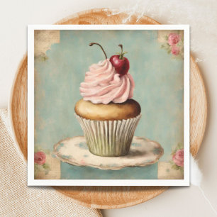 Serviette En Papier Gâteau Rose Vintage Français Fête d'Anniversaire T