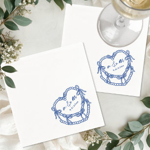 Serviette En Papier Gâteau Vintage Dessiné à la Main Bleu Mariage Fant