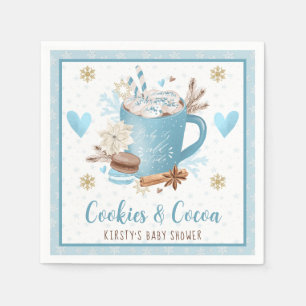Serviette En Papier Gâteaux à l'aquarelle bleue et Baby Shower au caca