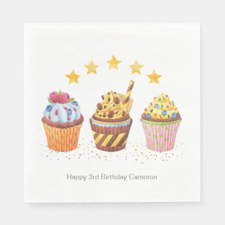 Serviette En Papier Gâteaux Cupcakes Aquarelle Anniversaire Petite Dou