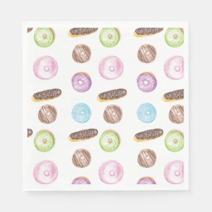 Serviette En Papier Gâteaux Donuts à l'aquarelle motif peint à la main