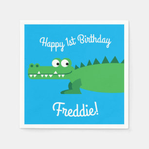 Serviette En Papier Gator Alligator Crocodile 1er anniversaire