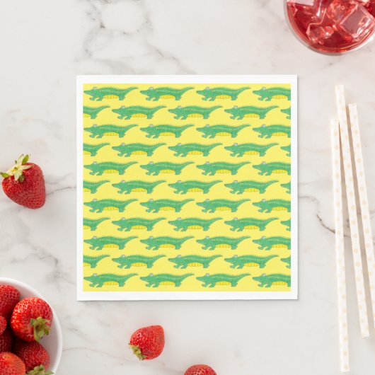 Serviette En Papier Gator vert jaune Alligator Crocodile Croc Animal (En situation)