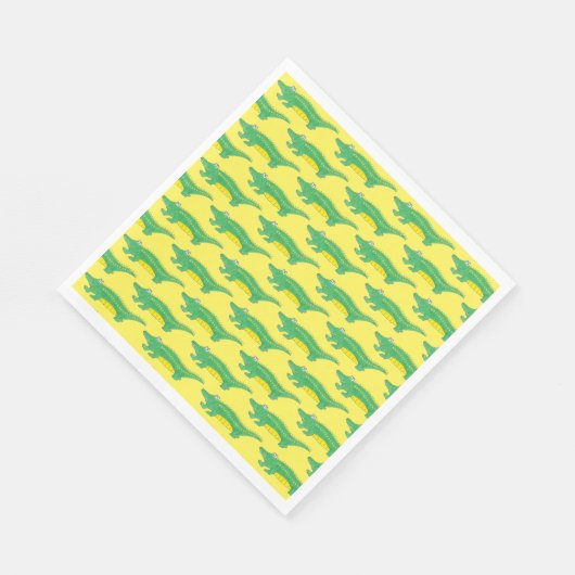 Serviette En Papier Gator vert jaune Alligator Crocodile Croc Animal (Coin)