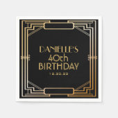Serviette En Papier Gatsby Art Déco Anniversaire Napkin personnalisé (Devant)