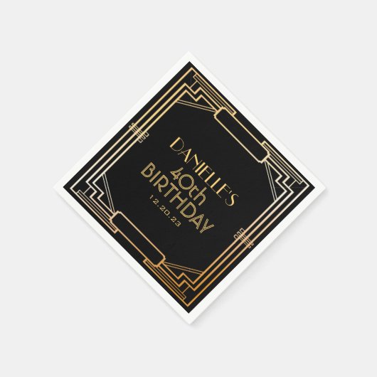 Serviette En Papier Gatsby Art Déco Anniversaire Napkin personnalisé (Coin)