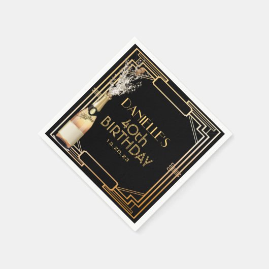 Serviette En Papier Gatsby Art Déco Anniversaire Napkin personnalisé (Coin)