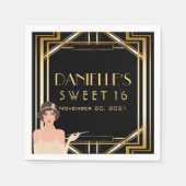 Serviette En Papier Gatsby Art Déco Sweet 16 Napkin personnalisé (Devant)