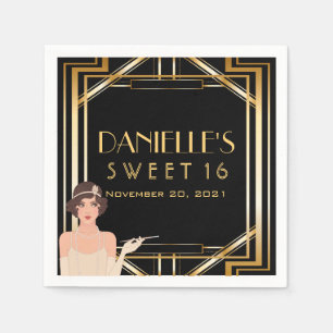Serviette En Papier Gatsby Art Déco Sweet 16 Napkin personnalisé
