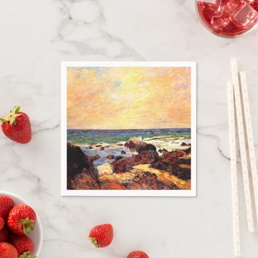 Serviette En Papier Gauguin - Rochers et mer, 1886, peinture (En situation)