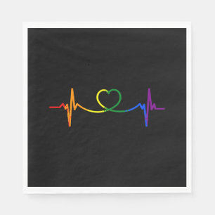 Serviette En Papier Gay Heart Pride Rainbow Flag LGBTQ