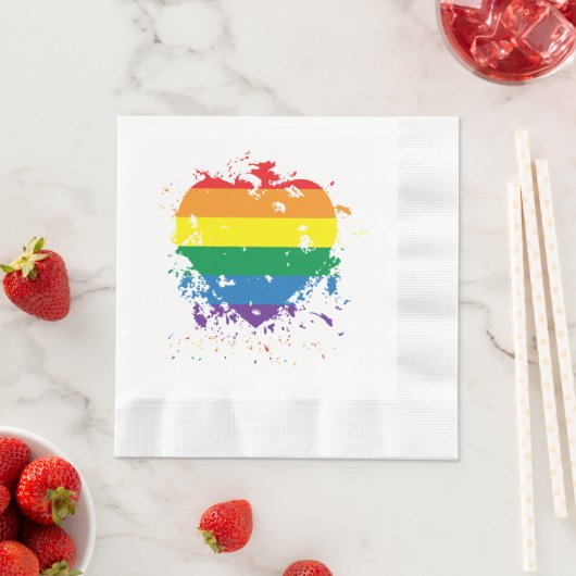 Serviette En Papier Gay pride Arc-en-ciel - Coeur (En situation)