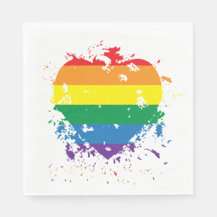 Serviette En Papier Gay pride Arc-en-ciel - Coeur