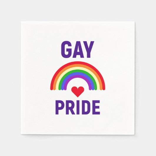 Serviette En Papier Gay pride | Coeur et arc-en-ciel (Devant)