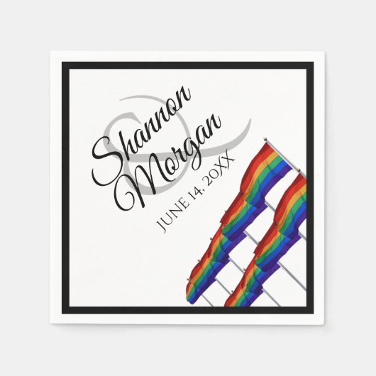 Serviette En Papier Gay pride drapeau arc-en-ciel Mariage (Devant)