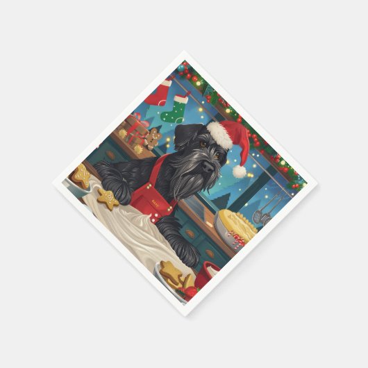 Serviette En Papier Géant Schnauzer Gourmande : Noël Festif (Coin)