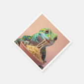 Serviette En Papier Gecko Drôle Manger Spaghetti (Coin)