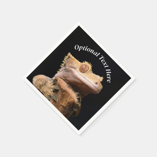 Serviette En Papier Gecko Lizard en crête sur noir (Coin)