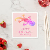 Serviette En Papier Gecko Lizard Rainbow Nom personnalisé Anniversaire (En situation)