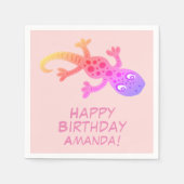 Serviette En Papier Gecko Lizard Rainbow Nom personnalisé Anniversaire (Devant)