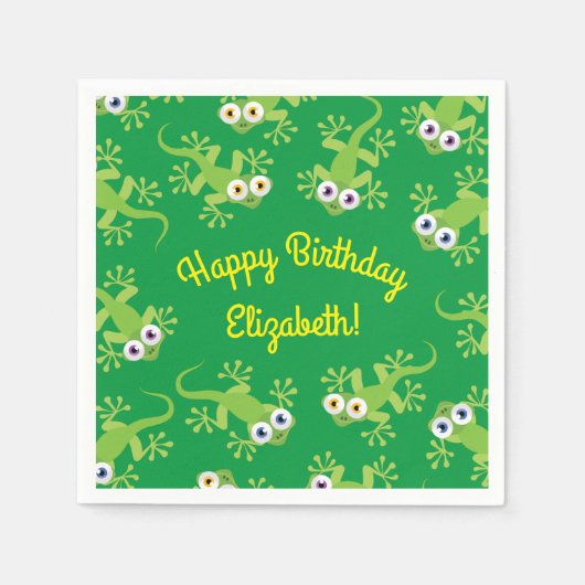 Serviette En Papier Gecko Lizards Anniversaire Fête Enfants mignons (Devant)