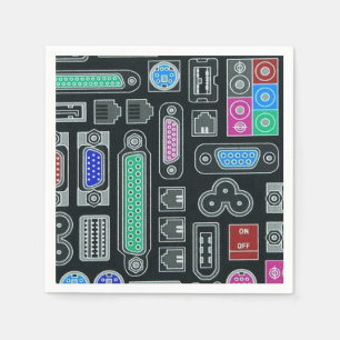 Serviette En Papier Geek d'ordinateur Motif d'entrée noir