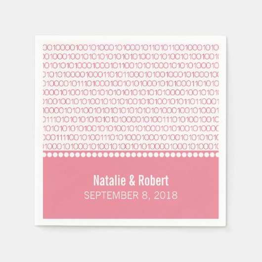Serviette En Papier Geek rose Chic Code Binary Papier Napkins (Devant)