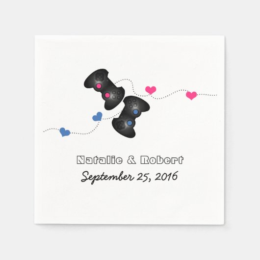 Serviette En Papier Geeky Gamers papier Mariage serviettes rose foncé  (Devant)