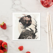 Serviette En Papier Geisha japonaise (En situation)
