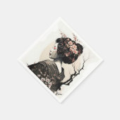 Serviette En Papier Geisha japonaise gracieuse - (Coin)
