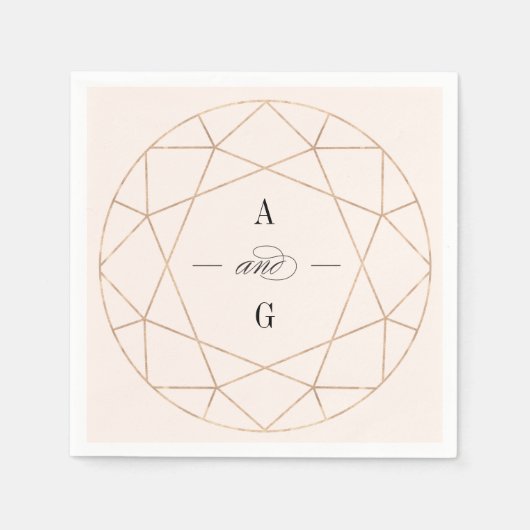 Serviette En Papier Gem diamant rond Géométrique Monogramme Chic Maria (Devant)