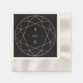 Serviette En Papier Gem diamant rond Géométrique Monogramme Chic Maria (Devant)