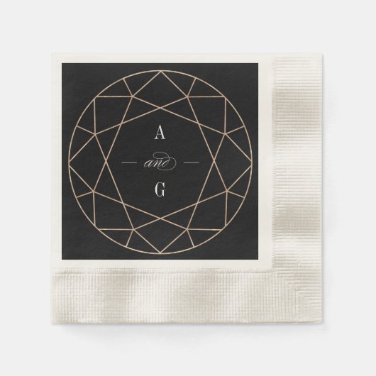Serviette En Papier Gem diamant rond Géométrique Monogramme Chic Maria (Devant)