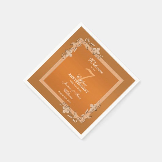 Serviette En Papier Gem en cuivre et Parties scintillant 7e anniversai (Coin)