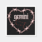 Serviette En Papier Gemini Constellation Art céleste gothique foncé (Devant)