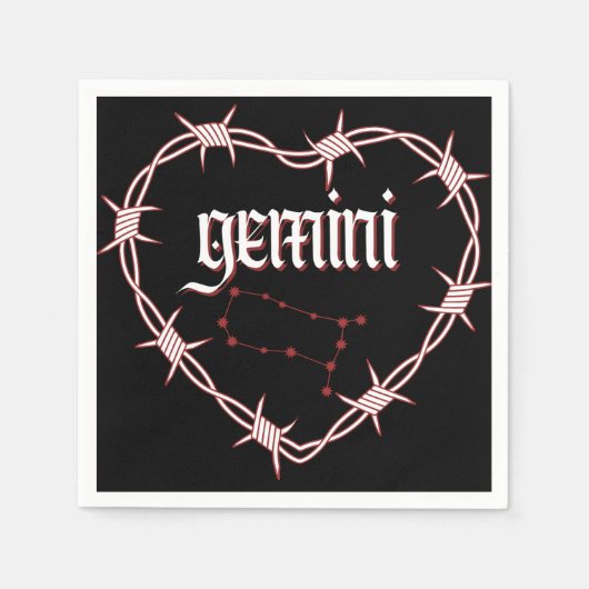 Serviette En Papier Gemini Constellation Art céleste gothique foncé (Devant)