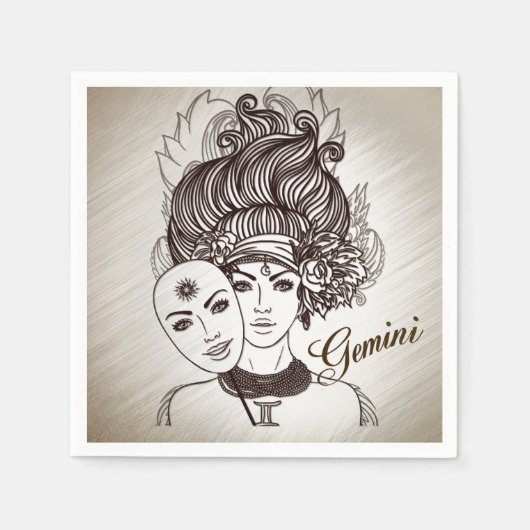 Serviette En Papier Gemini Masqué Lady Zodiac (Devant)