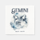 Serviette En Papier Gemini Twins Zodiac Thème Anniversaire Fête (Devant)