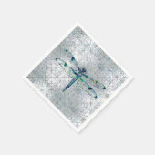 Serviette En Papier Gemstone Dragonfly sur motif de géométrie sacrée (Coin)
