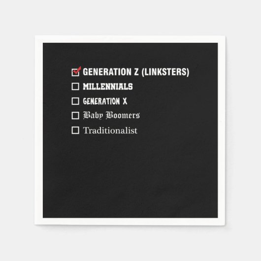 Serviette En Papier Génération Z Millénaires Génération X Boomer Cadea (Devant)