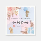 Serviette En Papier Genre révéler la fête pampas tedbear bleu rose (Devant)