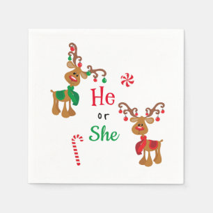 Serviette En Papier Genre Révéler Noël Reindeer Vacances vert Rouge