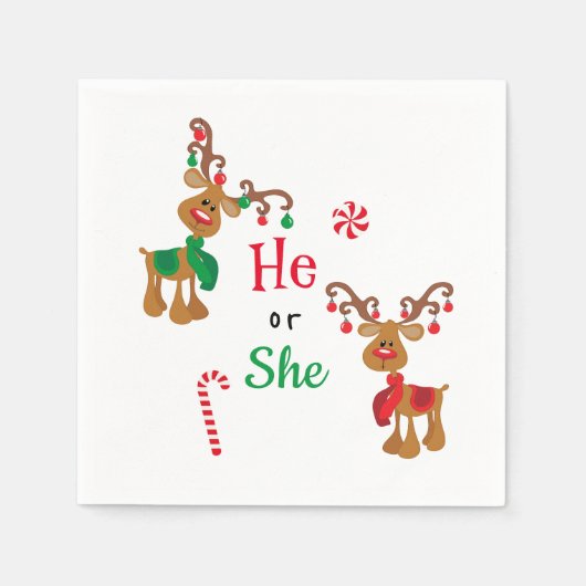 Serviette En Papier Genre Révéler Noël Reindeer Vacances vert Rouge (Devant)