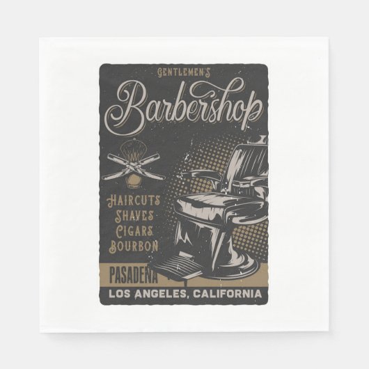 Serviette En Papier Gentlemen’s Barbershop Retro Haircuts Shaves (Devant)